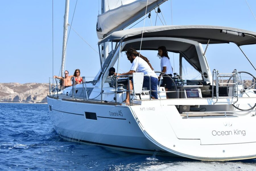 Santorini: Private Caldera Sailing Trip with Open Bar & Meal - Swimming at the geothermal hot springs