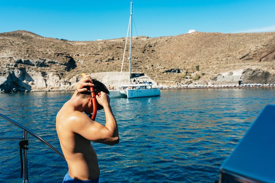 Santorini: Sailing Catamaran Cruise with BBQ and Drinks - What the $117 price really covers