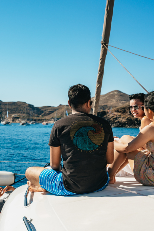 Santorini: Sailing Catamaran Cruise with BBQ and Drinks - Pickup from Thera and the run to Vlychada Port