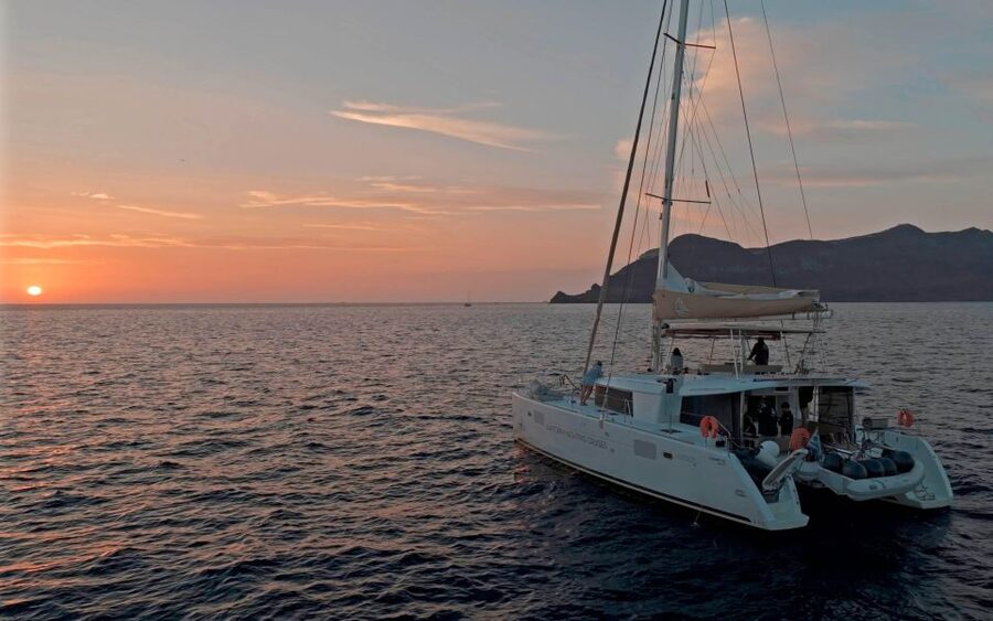 Santorini: Sunset Sailing Cruise, with Dinner and Drinks - Mesa Pigadia for another swim and the Greek meal