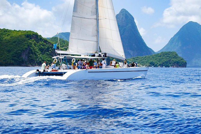 St Lucia Catamaran Day Sailing and Sightseeing Tour - Sailing south from Castries or Rodney Bay