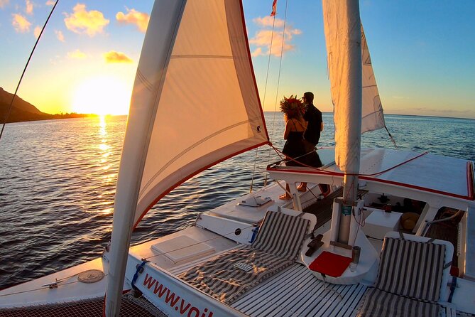 Sunset Cruise : Moorea Sailing on a Catamaran named Taboo - Leaving Mareto Public Beach for Taboo