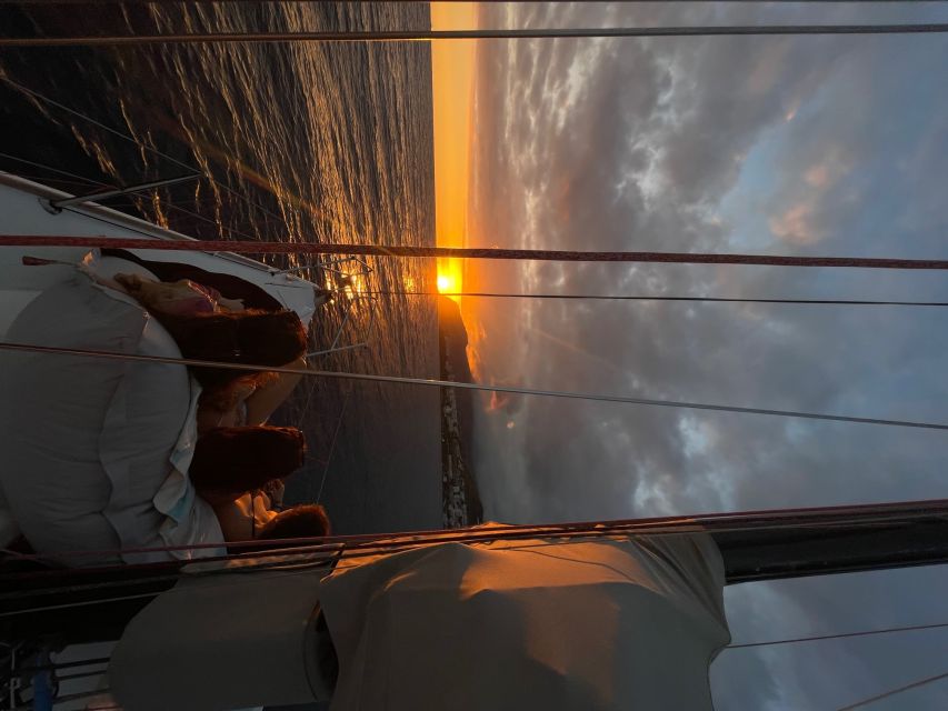 Sunset on a sailing boat - Leaving Marina Funchal for the Madeira Coast