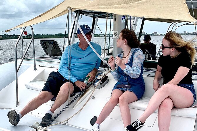 Sunset Sail and Dolphin/Manatee watch in Daytona Beach - The boat itself, from shaded saloon to forward trampolines