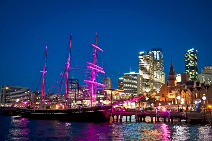Sydney Harbour: Tall Ship Vivid Dinner Cruise - The first minutes aboard the historic vessel