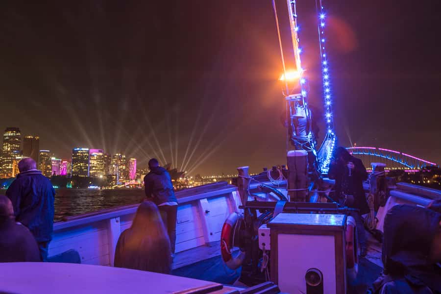 Sydney Harbour: Tall Ship Vivid Dinner Cruise - How this compares with seeing Vivid on foot