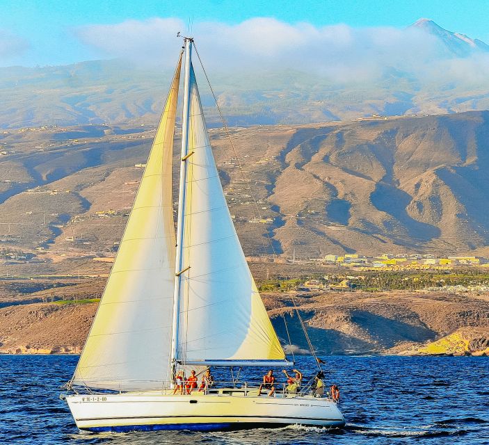 Tenerife: Sailboat Tour Whale Watching Food and Snorkeling - Searching for pilot whales and dolphins